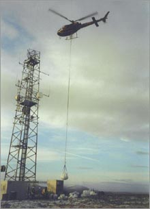 Helicopter transport of materials for maintance contract.